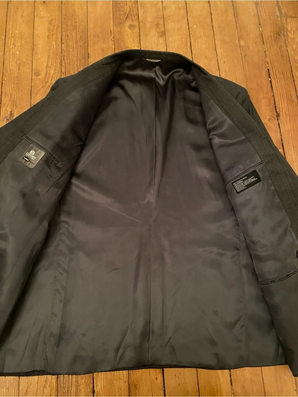 Men's Double-Breasted Charcoal Suit - 44S 38 waist Jacket & Pants